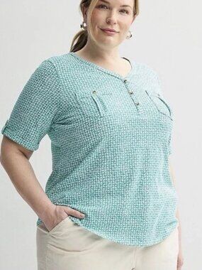 Croft & Barrow Elbow Sleeve Utility Henley Top 3X